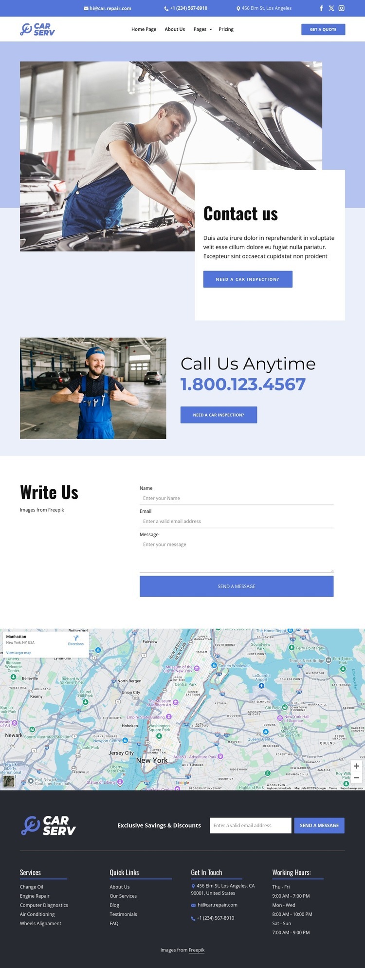 Car repair contacts Wysiwyg Editor Html 