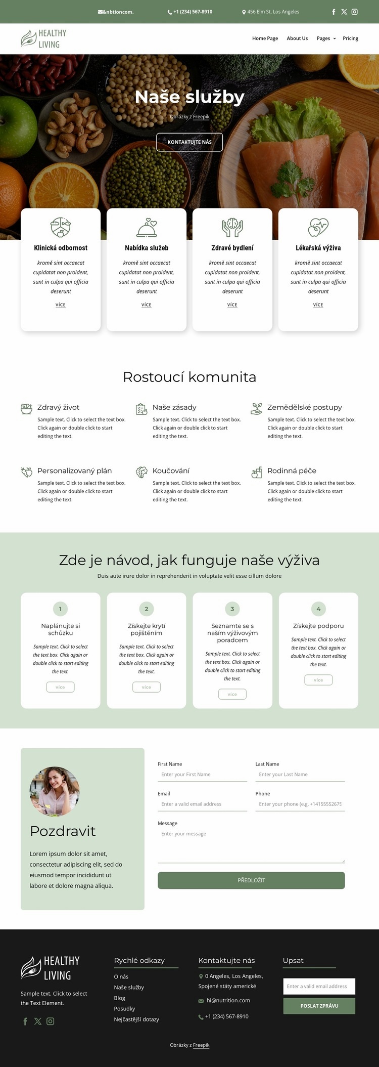 Potravinářský a výživový servis Šablona webové stránky