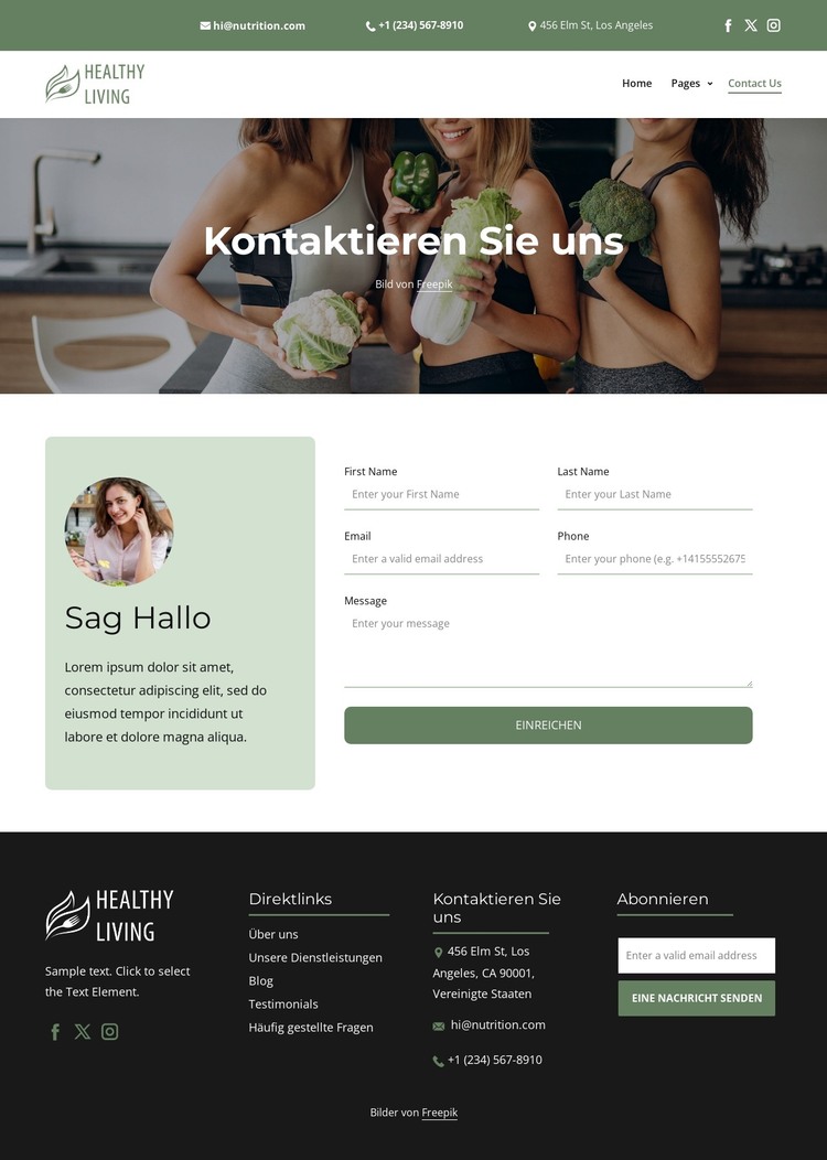 Bitte kontaktieren Sie uns HTML-Vorlage