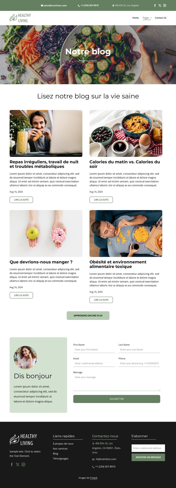 Blog sur la vie saine Modèle HTML