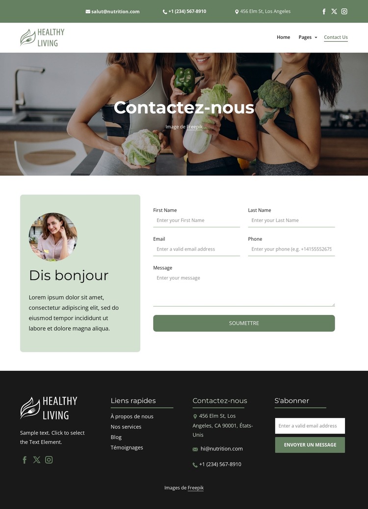 Contactez-nous Modèle de site Web