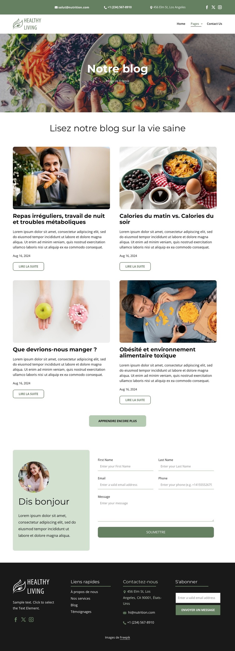 Blog sur la vie saine Thème WordPress