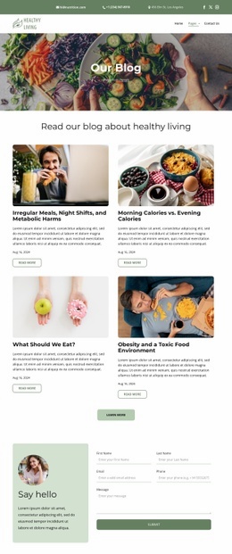 Healthy Living Blog - Responsive Homepage Design