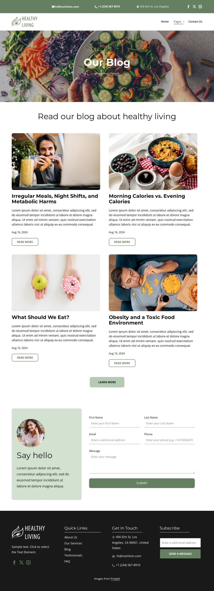 Healthy living blog HTML5 Template