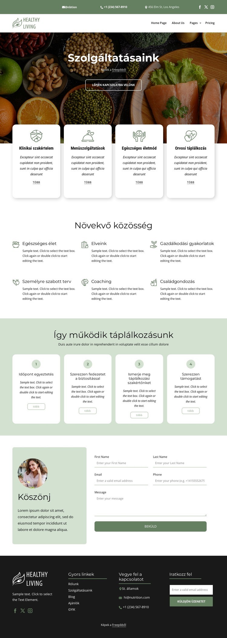 Élelmezési és táplálkozási szolgáltatás Weboldal tervezés