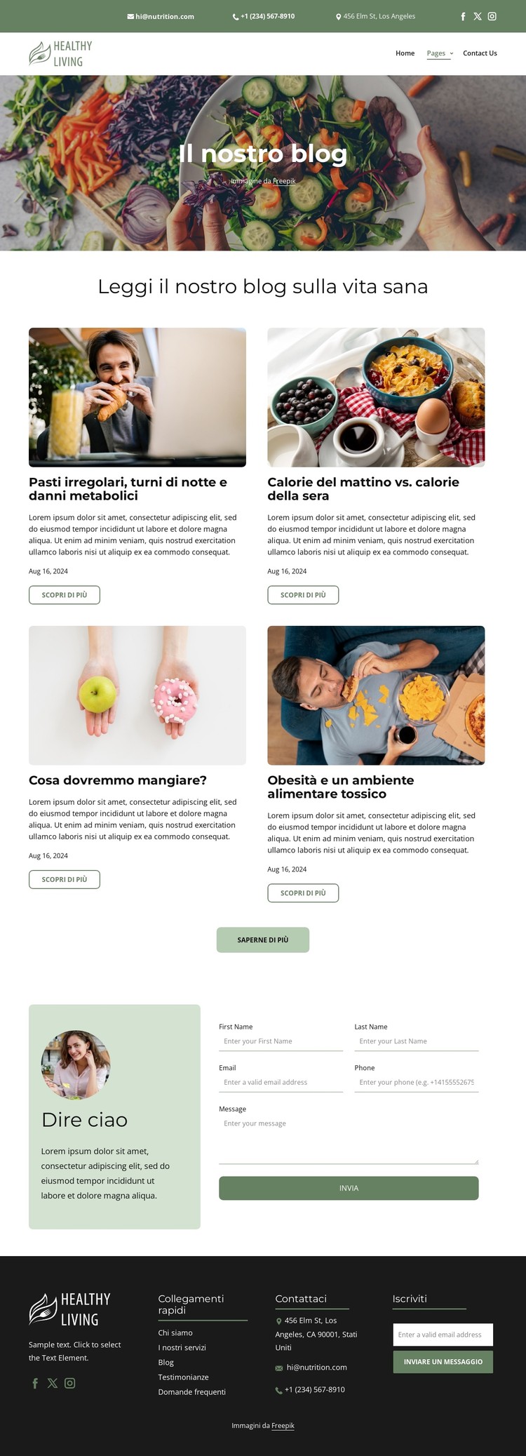 Blog sulla vita sana Modello CSS