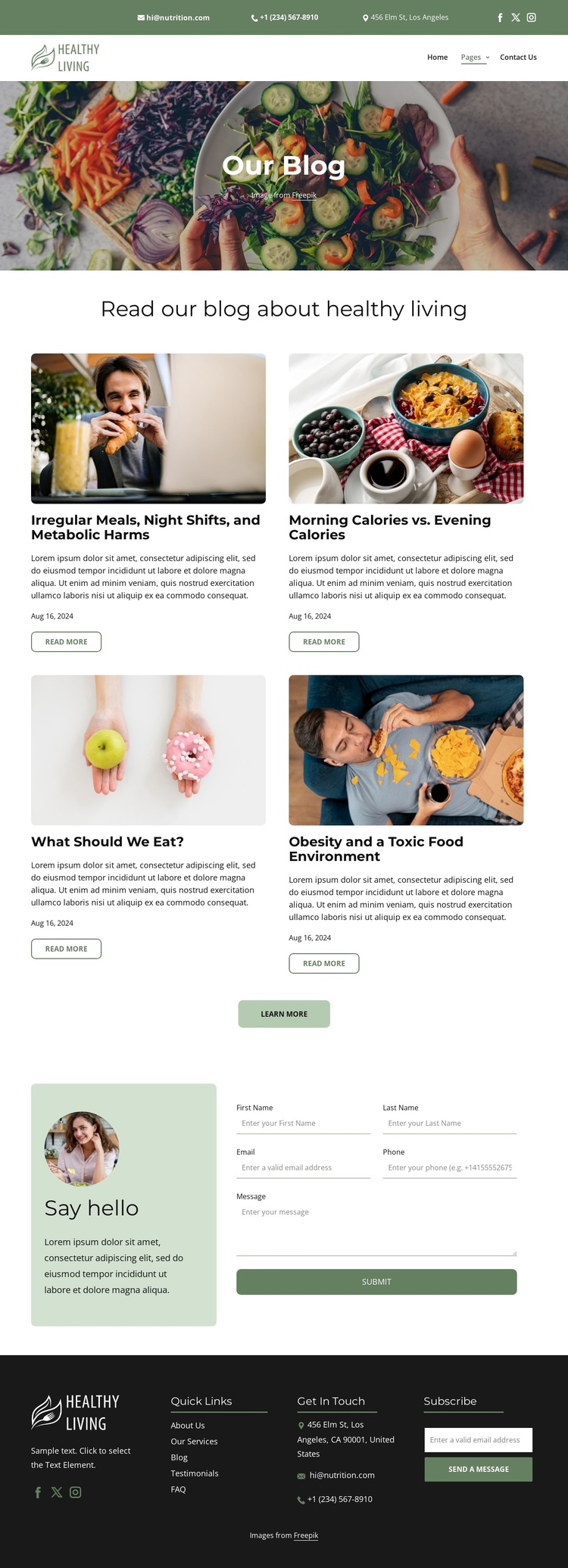 Healthy living blog Joomla Template