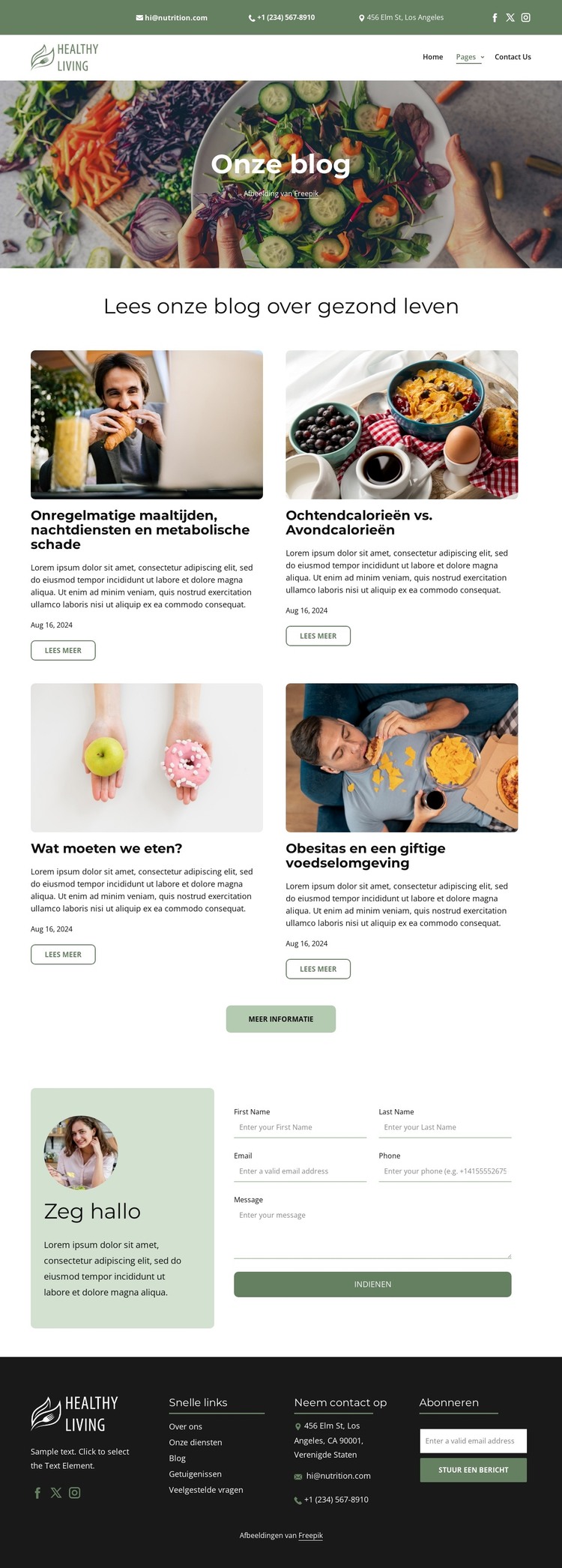 Blog over gezond leven HTML-sjabloon