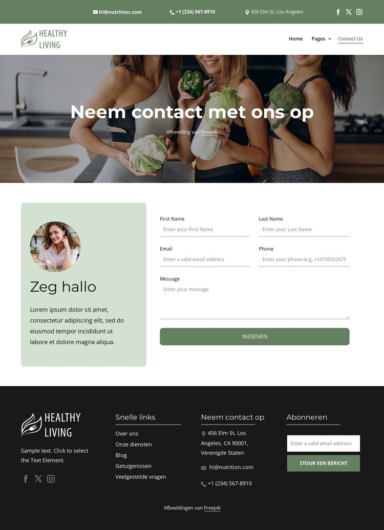 Neem contact met ons op Sjabloon