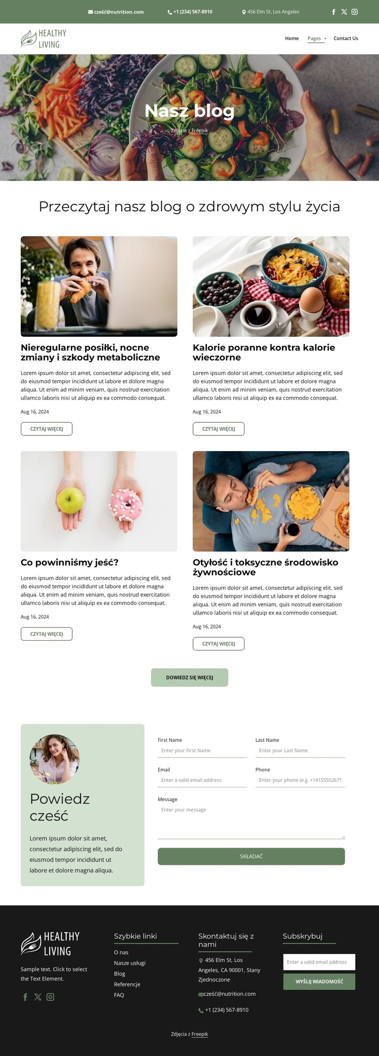 Blog o zdrowym życiu Motyw WordPress