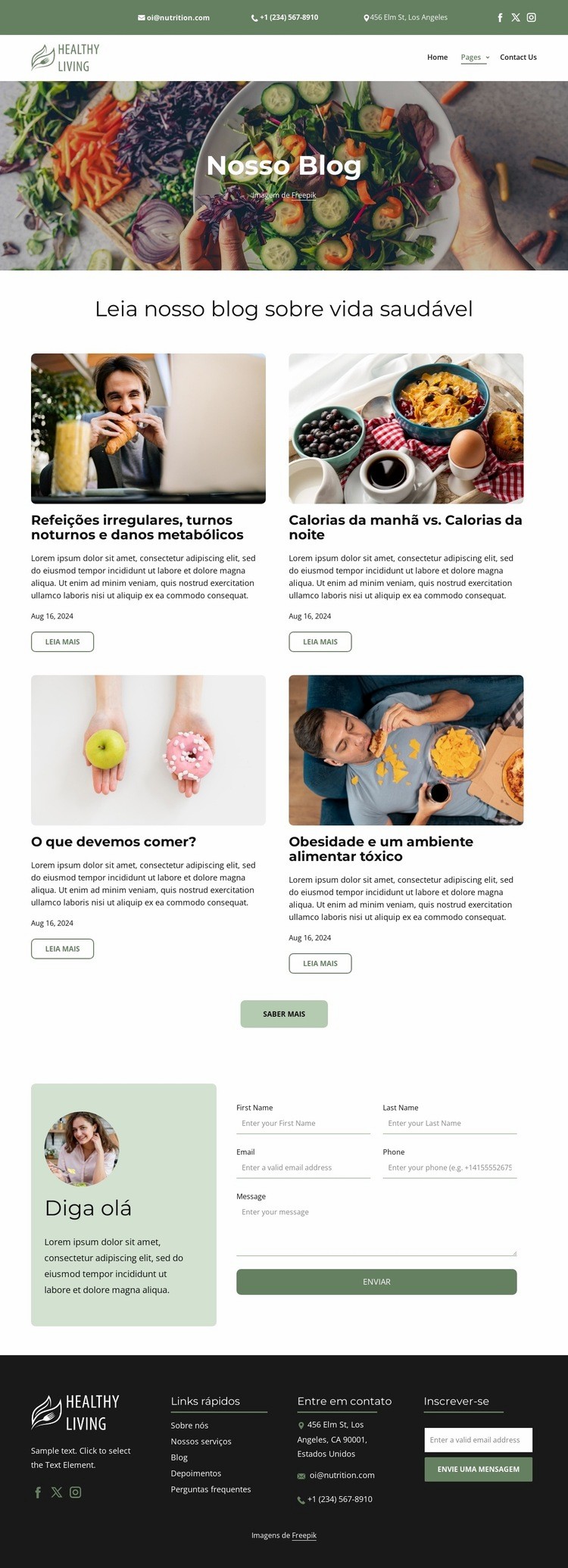 Blog sobre vida saudável Modelo HTML5