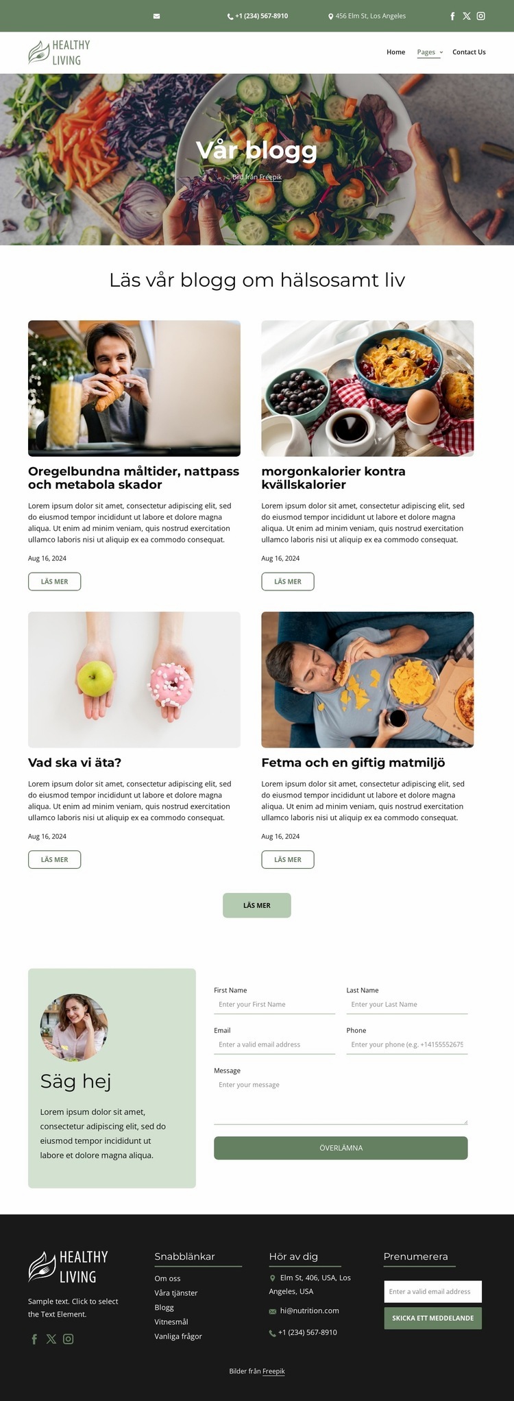 Hälsosamt liv blogg HTML-mall