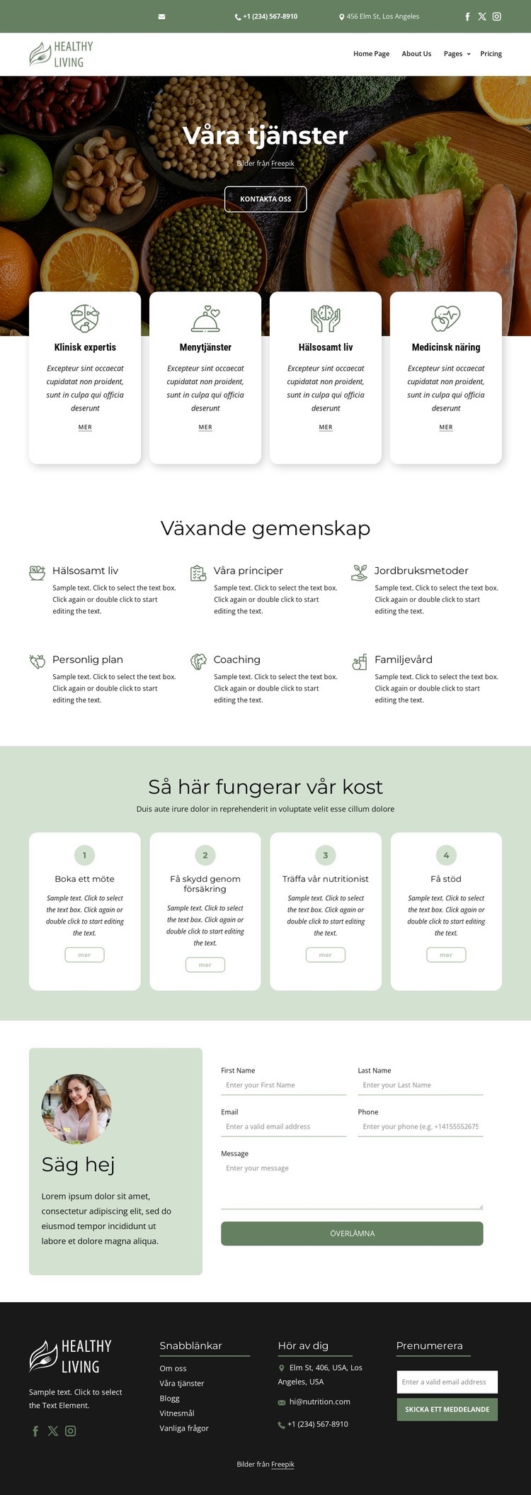 Mat och näringsservice Webbplats mall