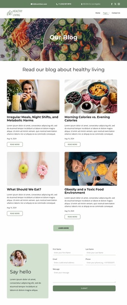 Healthy Living Blog - Easy Website Design