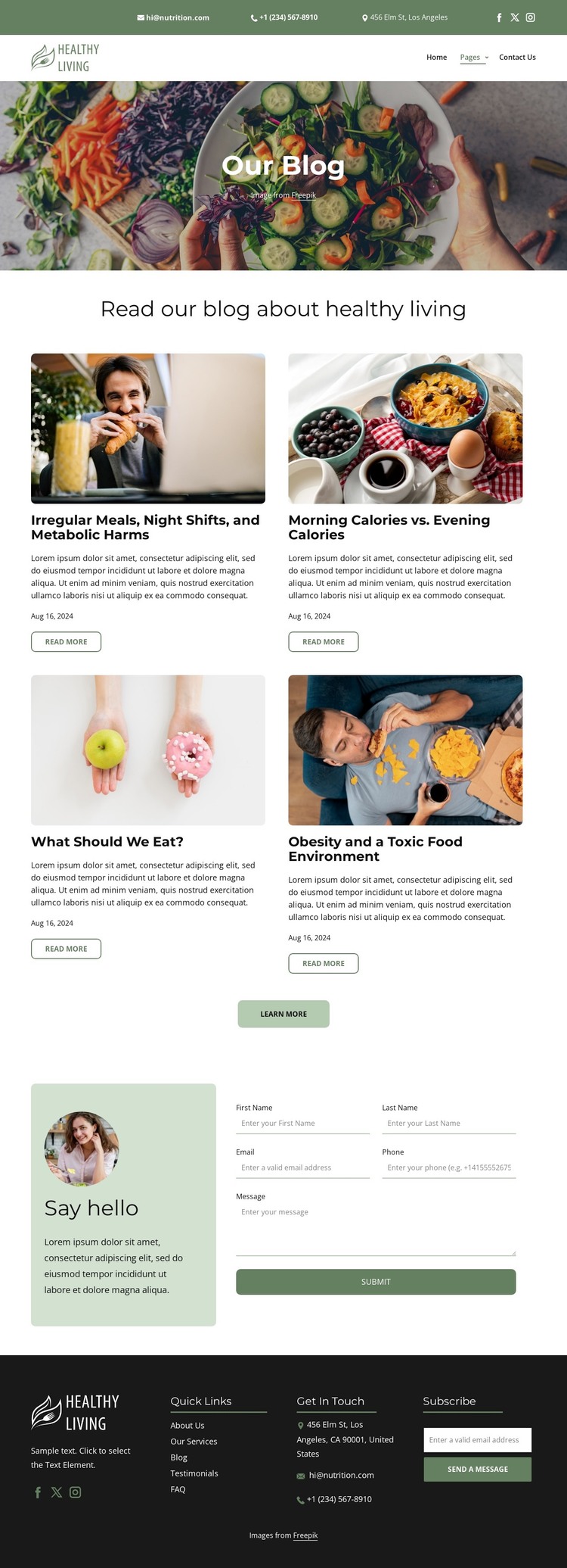 Healthy living blog WordPress Theme
