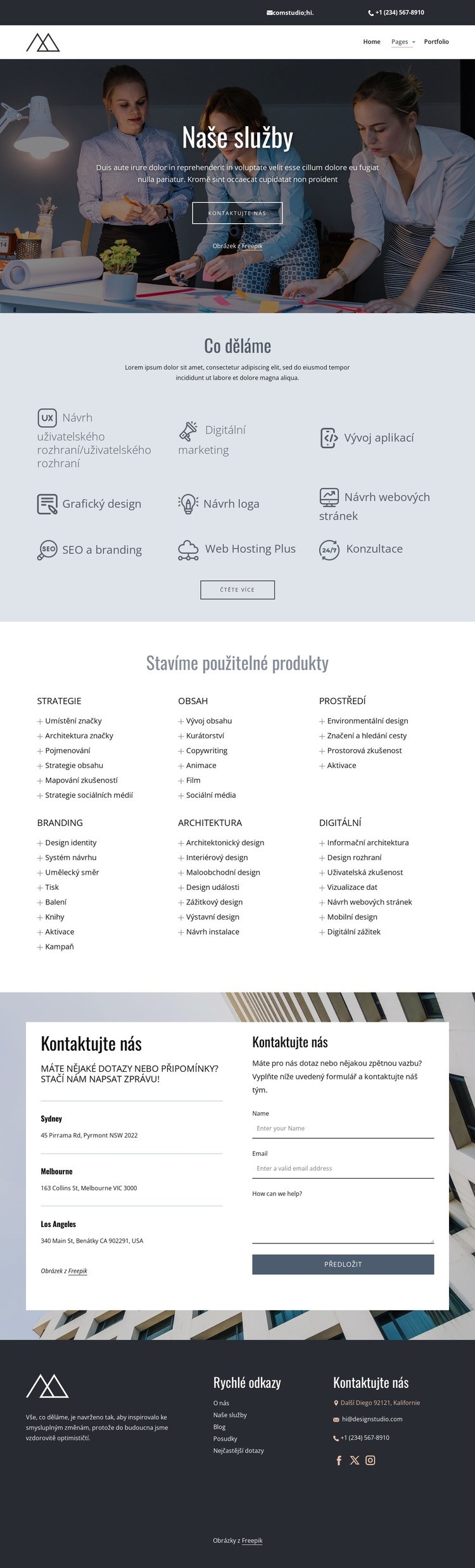 Služby kreativního designového studia Šablona webové stránky