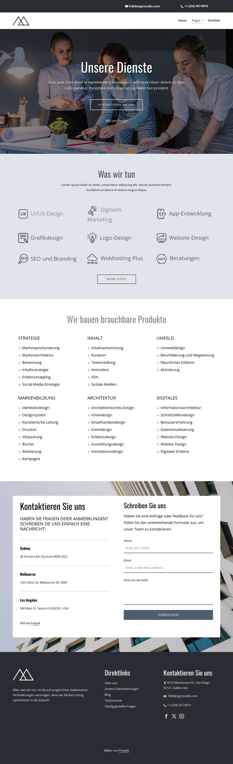 Dienstleistungen eines kreativen Designstudios CSS-Vorlage