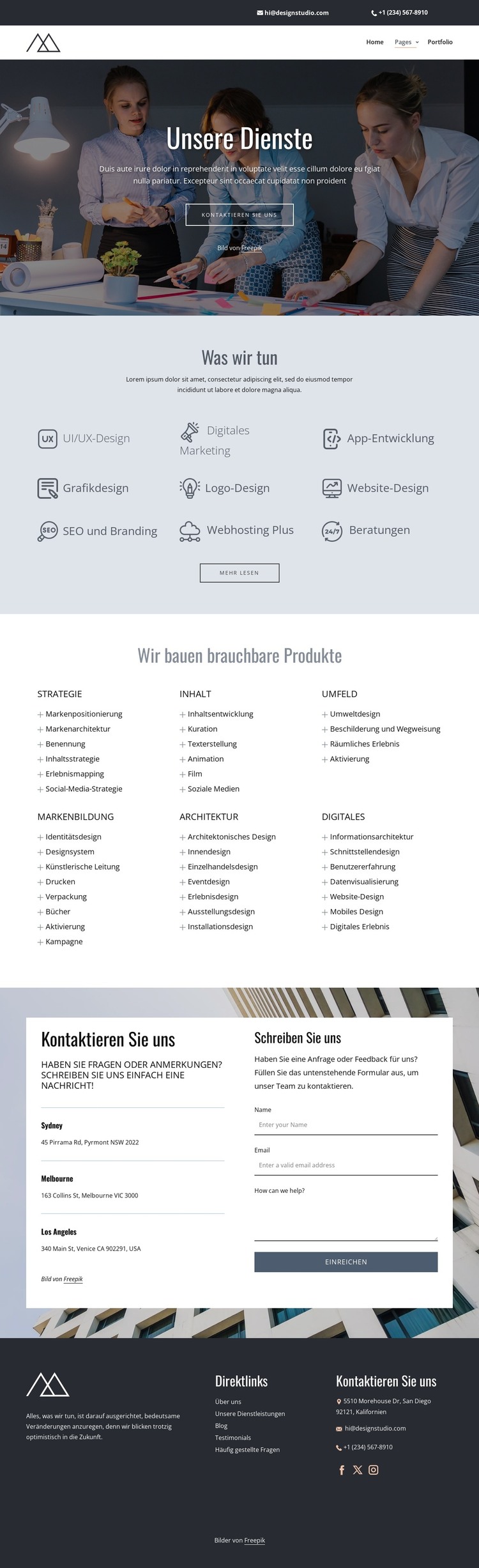 Dienstleistungen eines kreativen Designstudios HTML-Vorlage