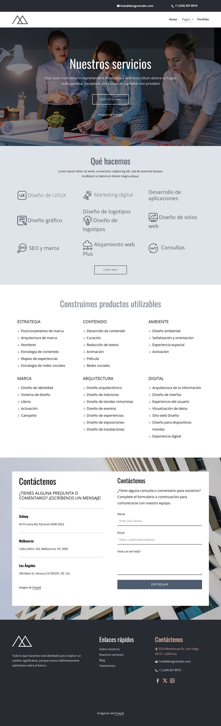 Servicios de estudio de diseño creativo Plantilla de sitio web