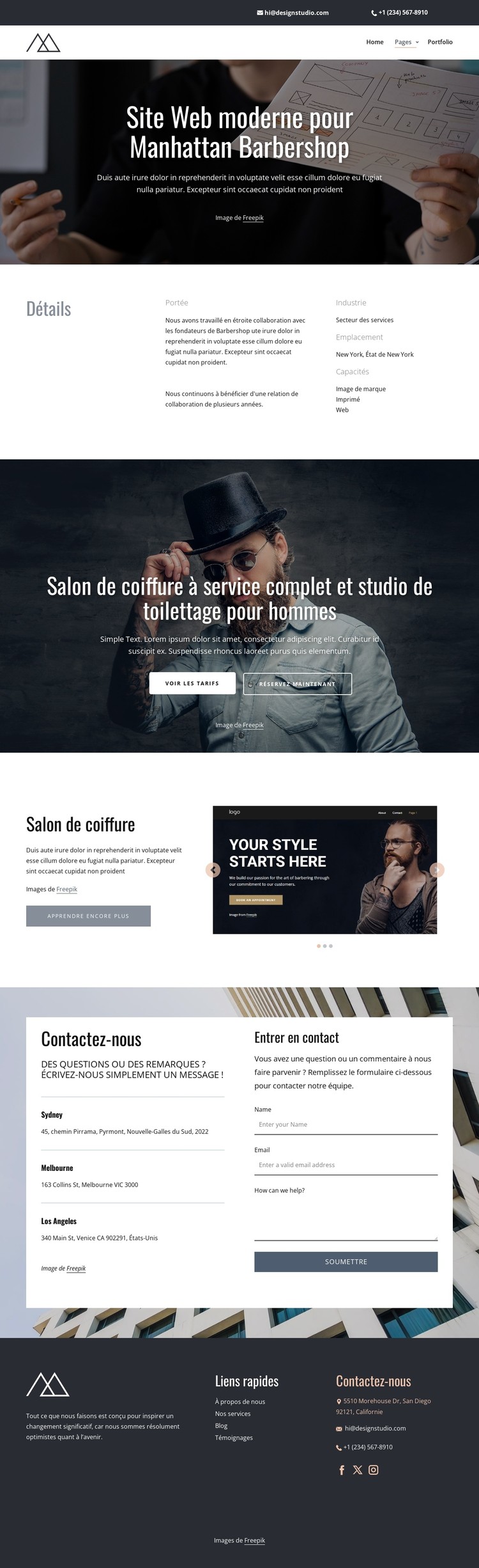 Design moderne pour salon de coiffure Modèle CSS