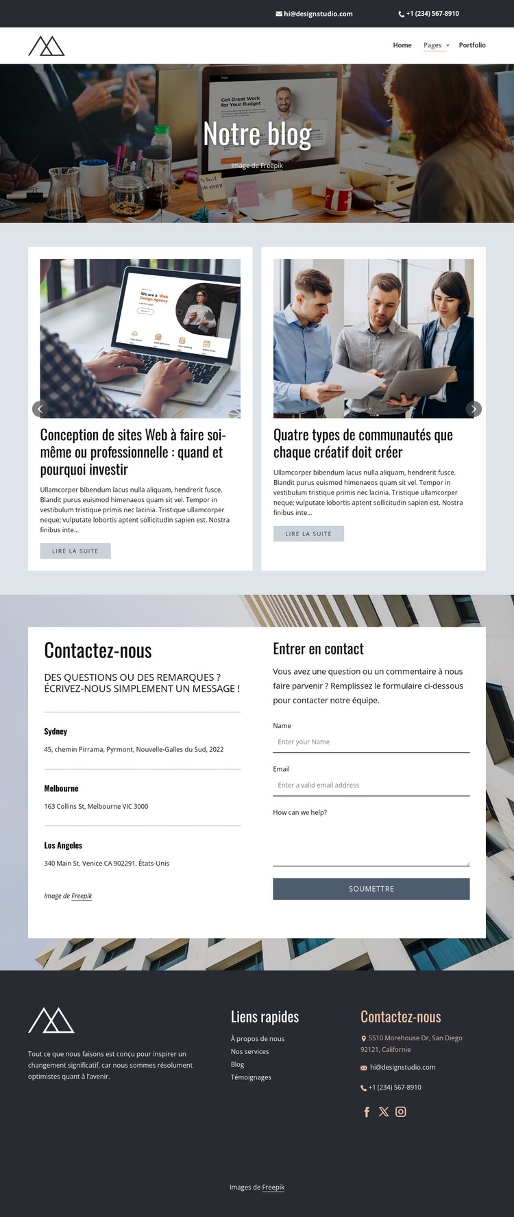 Articles de blog sur le studio numérique Modèle HTML