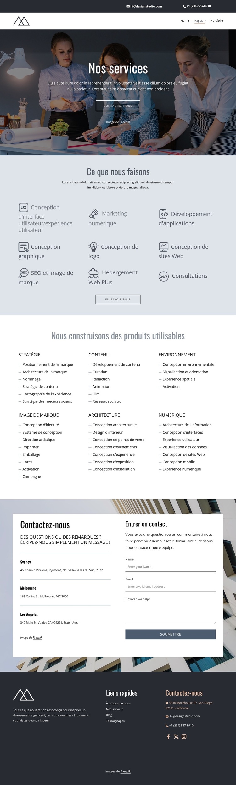 Services de studio de design créatif Modèle de site Web