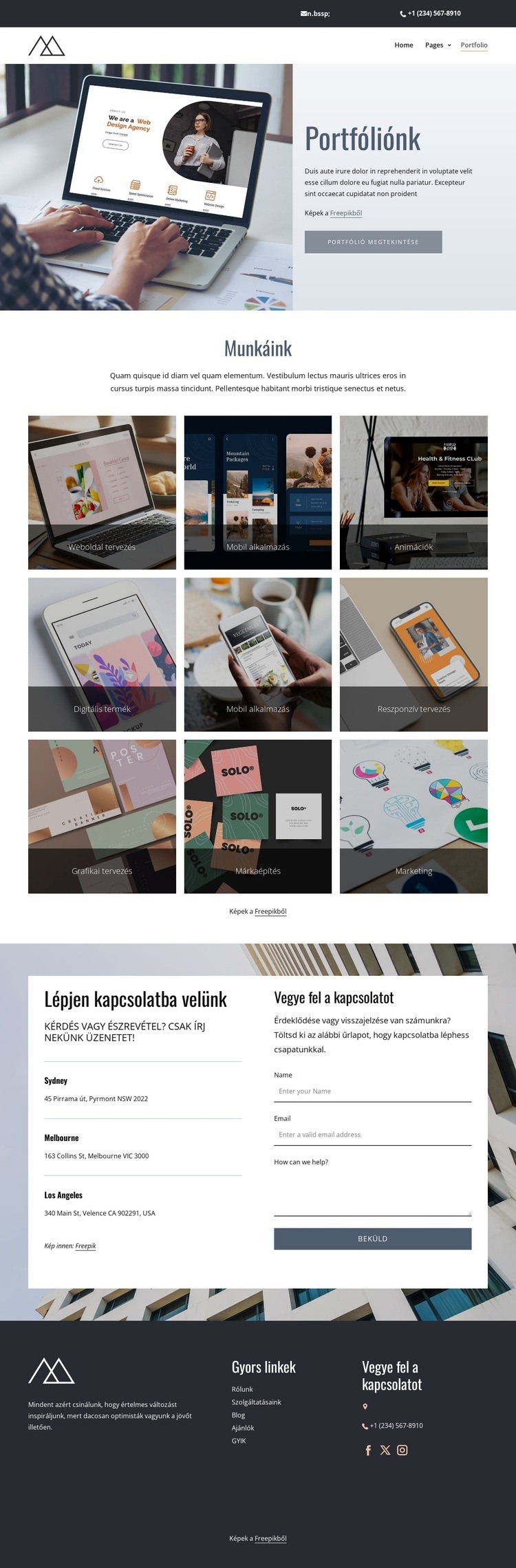 Kreatív stúdió munkák Weboldal sablon