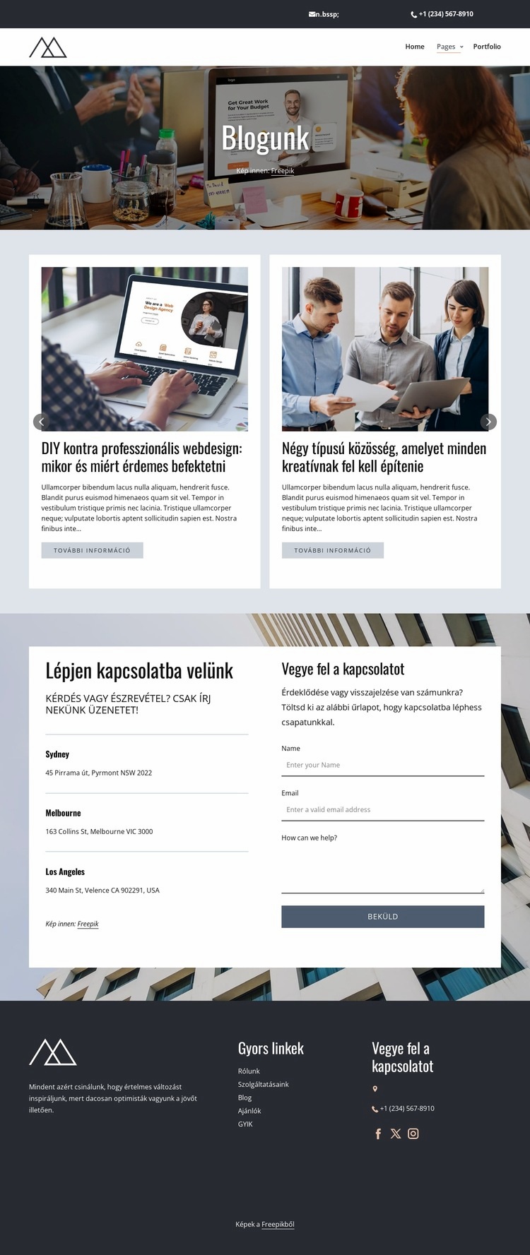 Digitális stúdió blogbejegyzések Weboldal tervezés