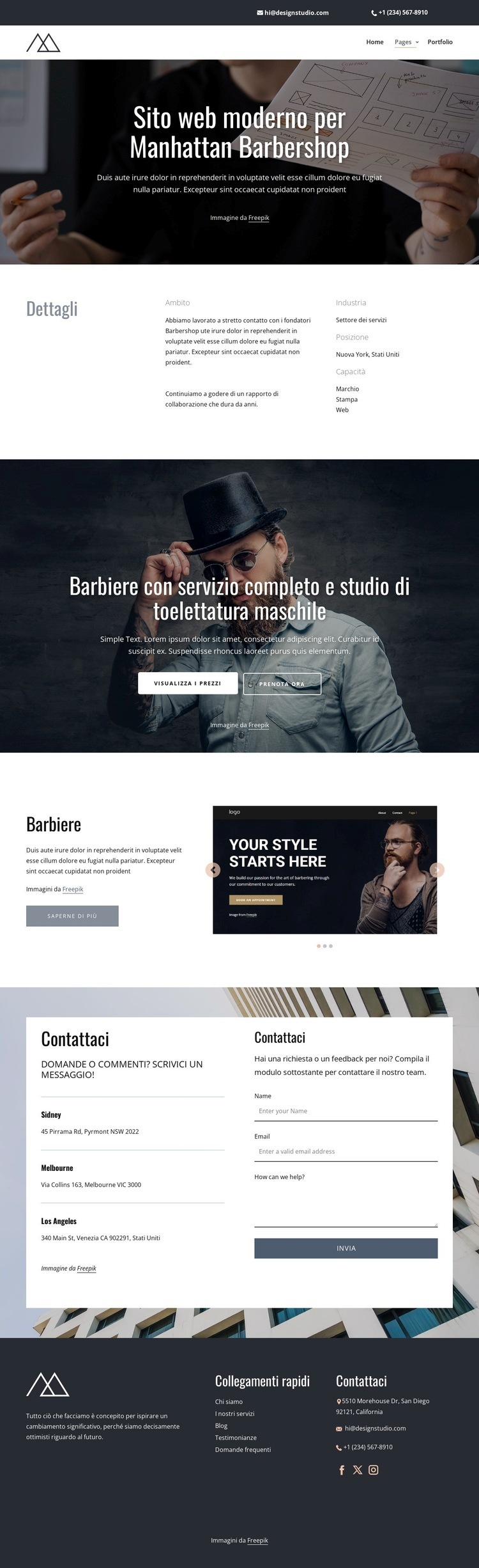 Design moderno per barbiere Modello HTML5