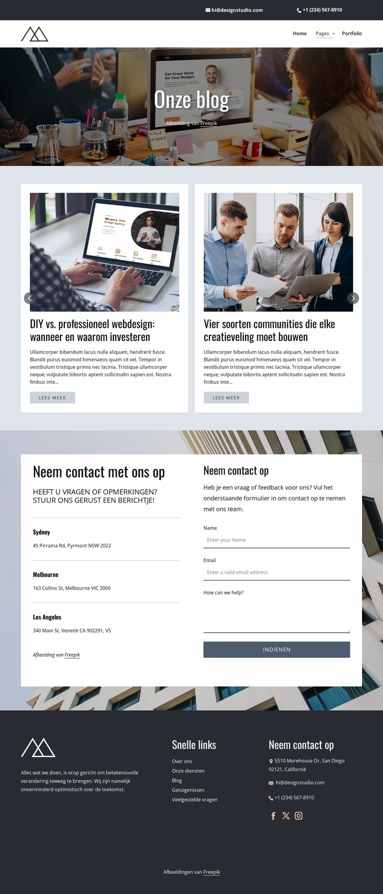 Blogberichten over digitale studio's Website mockup