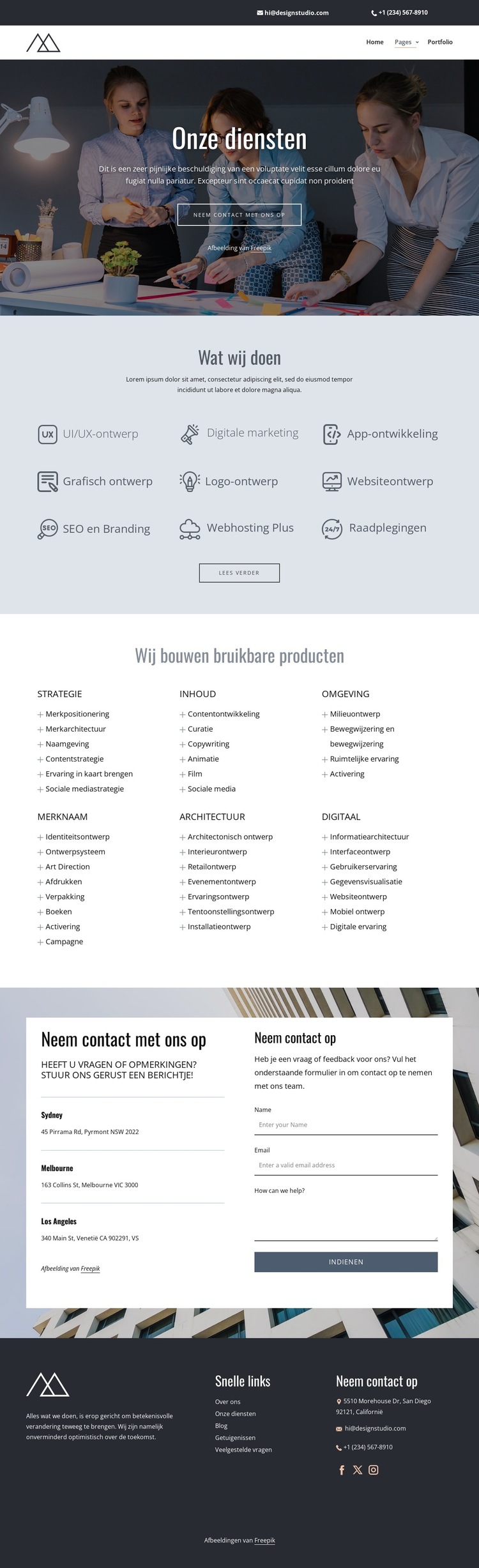 Creatieve ontwerpstudio diensten Website sjabloon