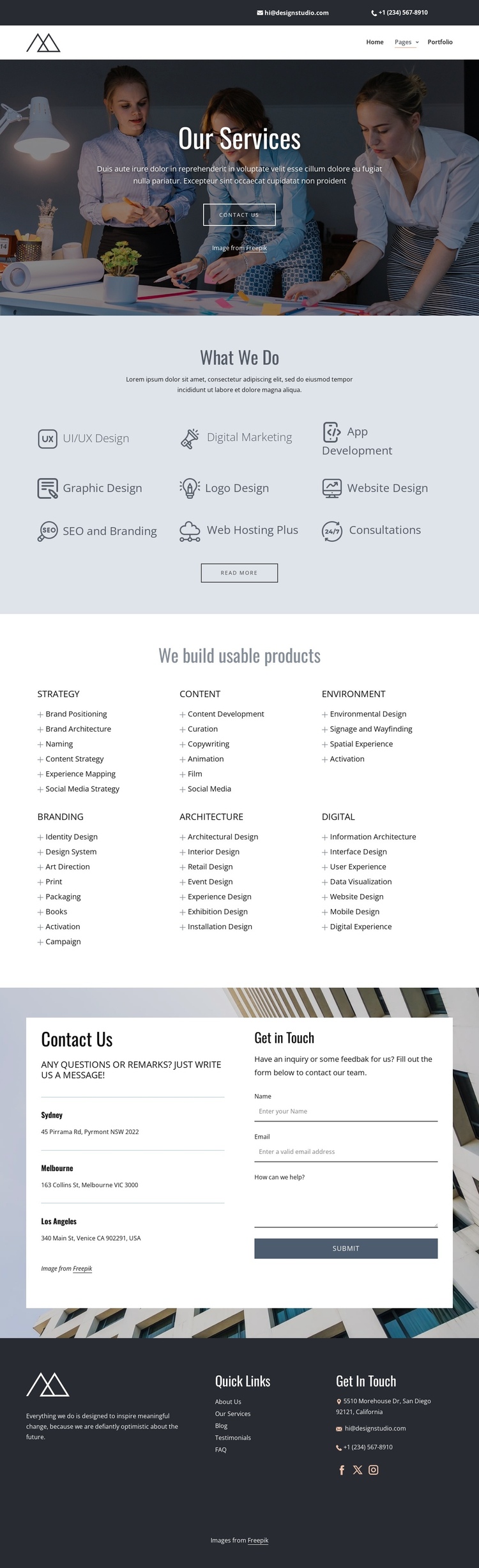 Creative design studio services One Page Template