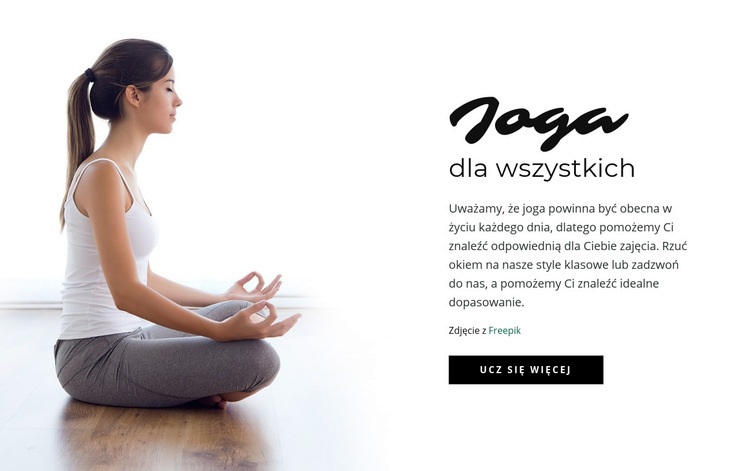 Prowadzona medytacja jogi Makieta strony internetowej