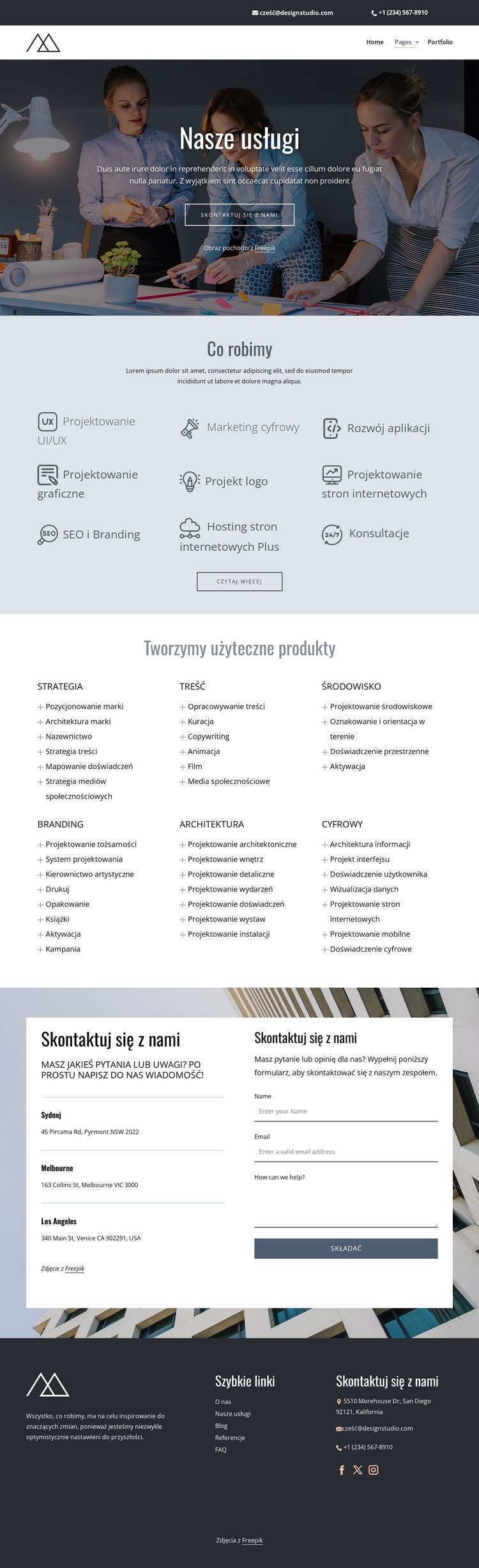 Usługi studia projektowania kreatywnego Szablon HTML