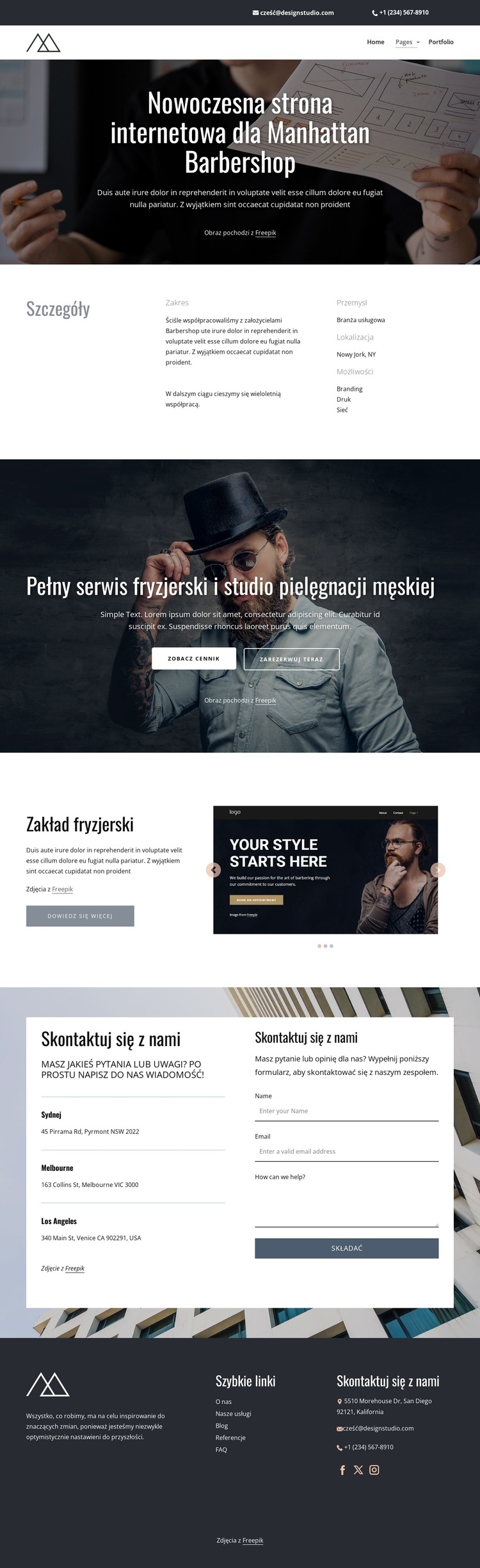 Nowoczesny design dla zakładu fryzjerskiego Szablon witryny sieci Web