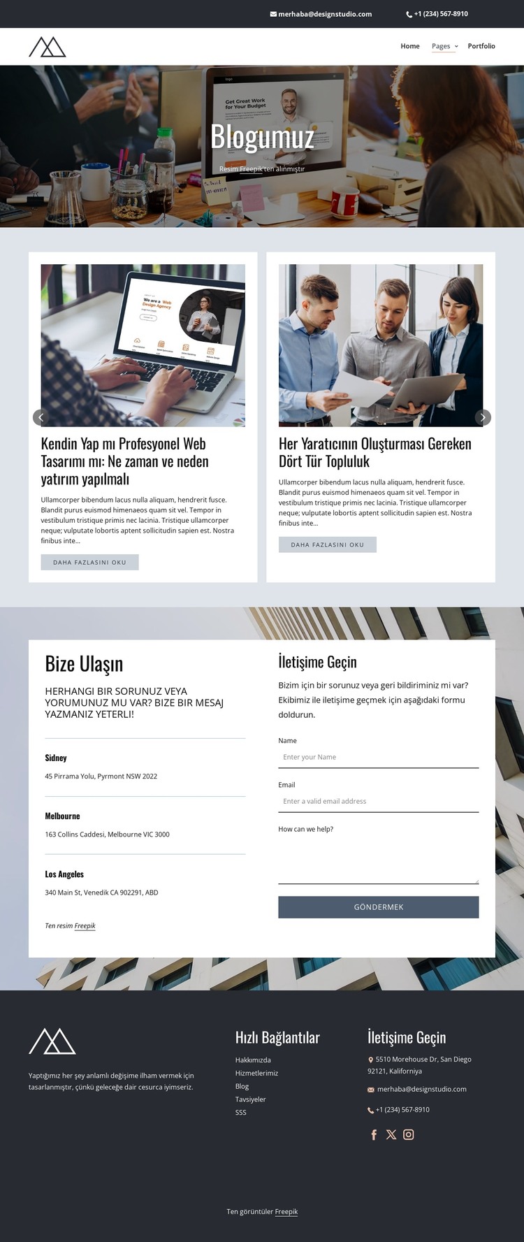Dijital stüdyo blog yazıları HTML Şablonu