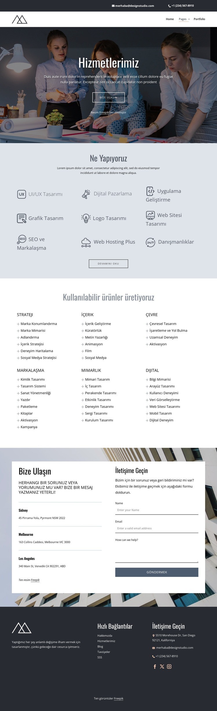 Yaratıcı tasarım stüdyosu hizmetleri Web sitesi tasarımı