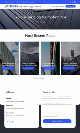 Roofing Company Blog - Free Website Mockup