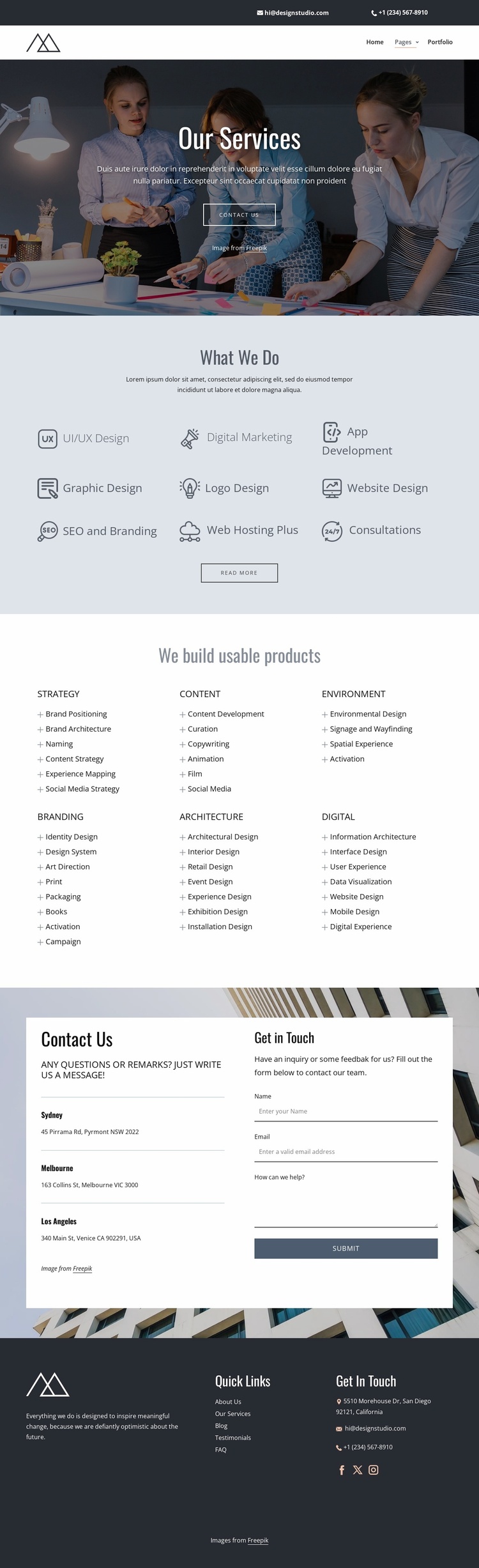 Creative design studio services Website Template