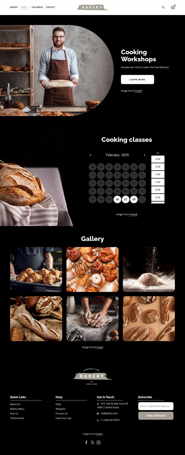 Cooking workshops Website Template