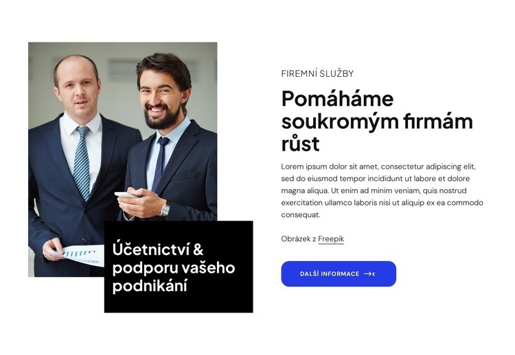 Pomáháme soukromému podnikání růst Šablona webové stránky