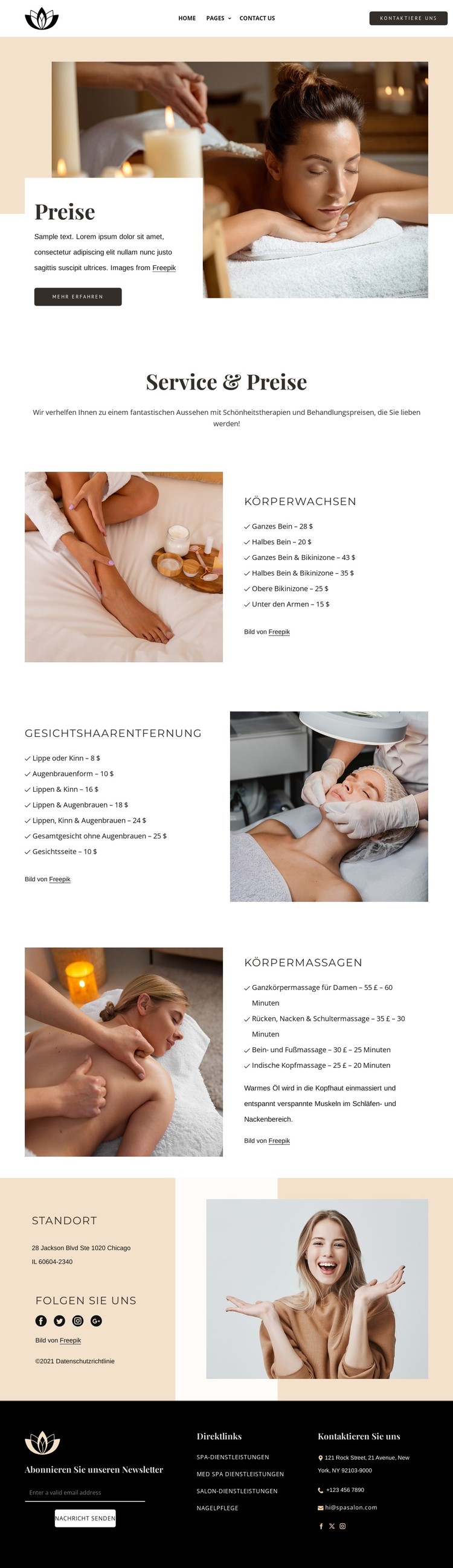 Service und Preise CSS-Vorlage