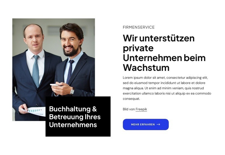 Wir unterstützen das Wachstum privater Unternehmen HTML5-Vorlage