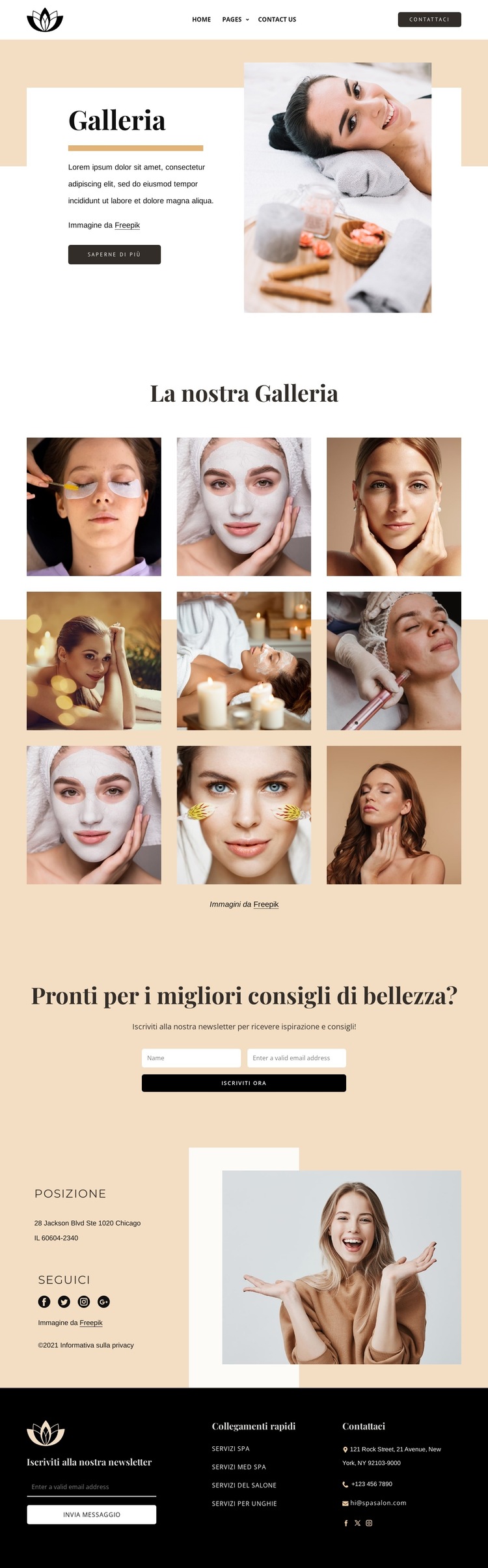 Galleria del salone della spa Modello di sito Web