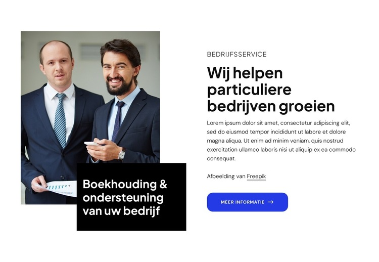 Wij helpen particuliere bedrijven groeien Website sjabloon