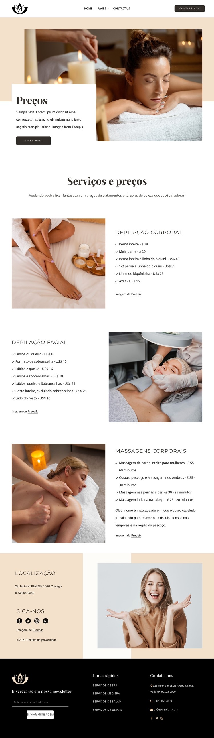 Serviço e preços Template CSS