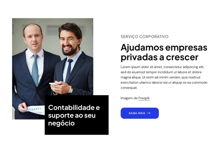 Ajudamos empresas privadas a crescer Modelo HTML