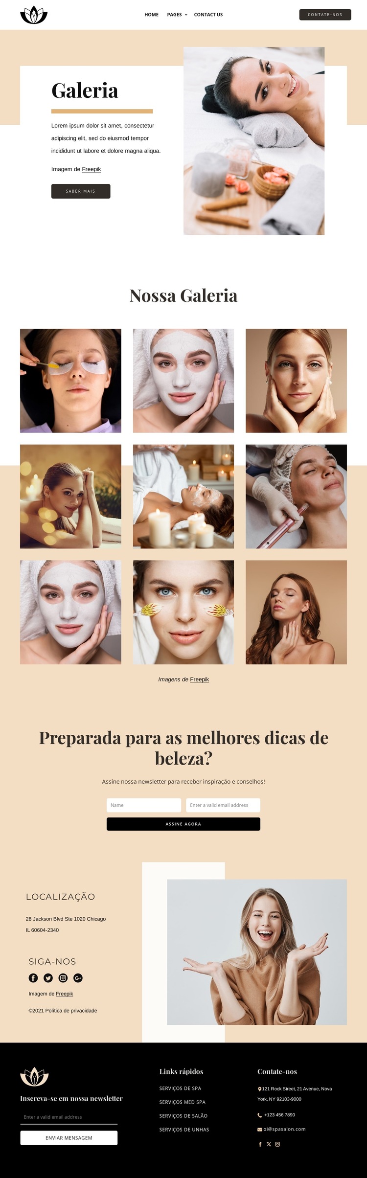 Galeria de salões de spa Modelo de site