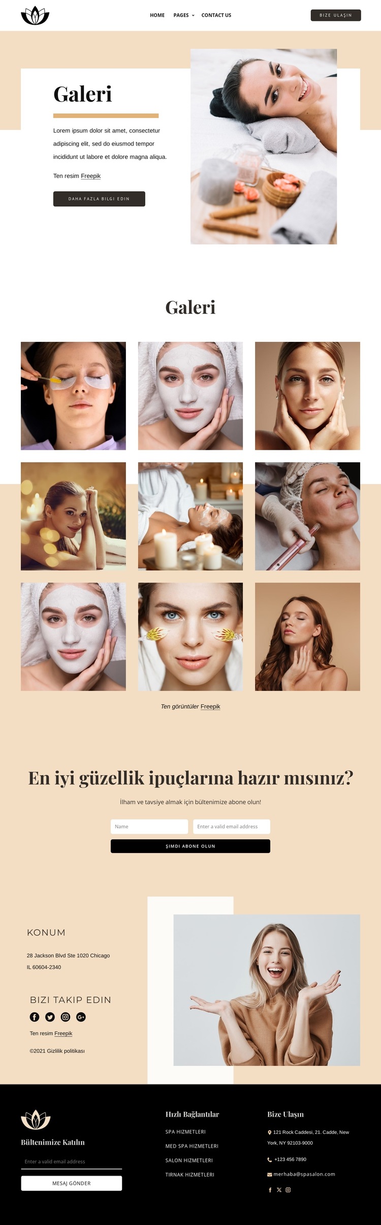 Spa salonu galerisi Web Sitesi Şablonu