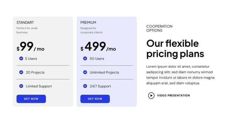 Our flexible pricing plans CSS Template